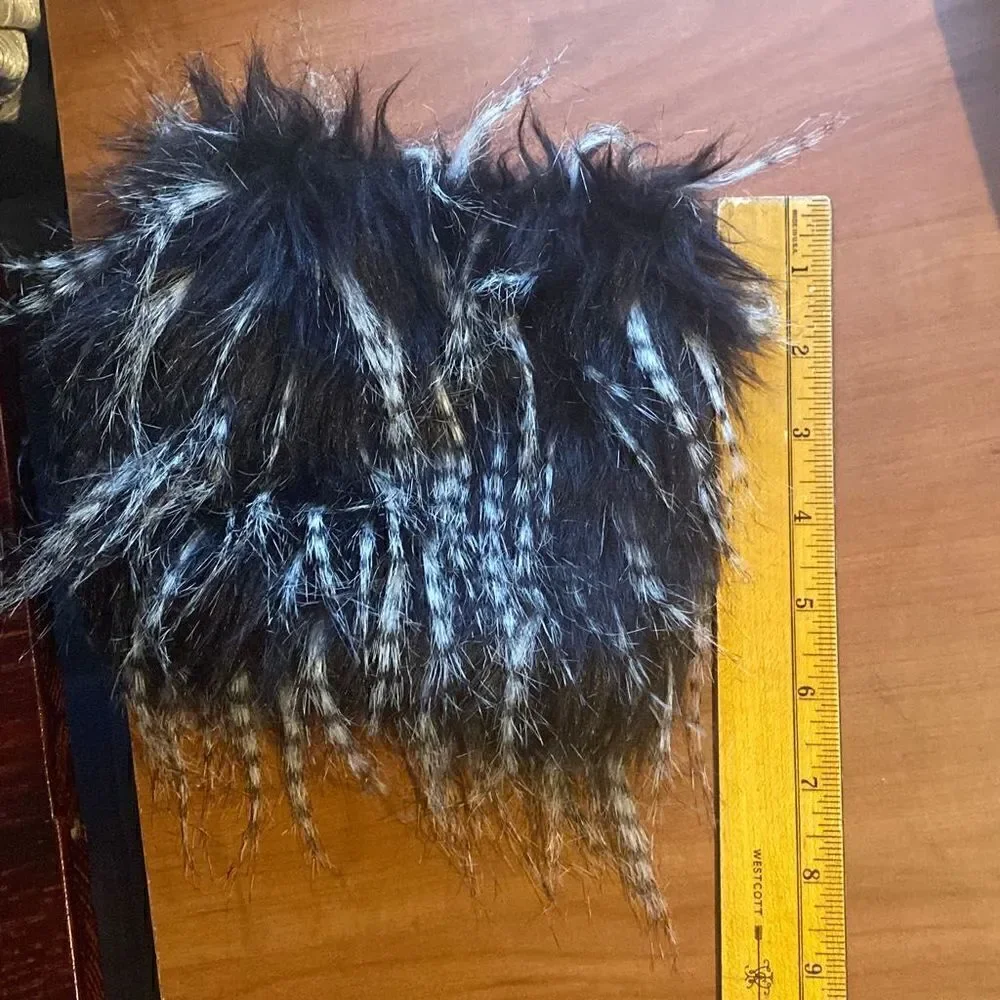 Faux Fur fox black with white spots wrist ankle cuffs